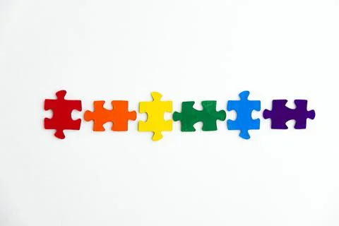 Concept of equality of different sexual segregations: LGBT pride flag, built  Stock Photos