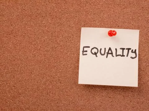 Concept of equality handwritten on a sticky note Stock Photos