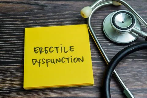 Concept of Erectile Dysfunction write on sticky notes with stethoscope Stock Photos