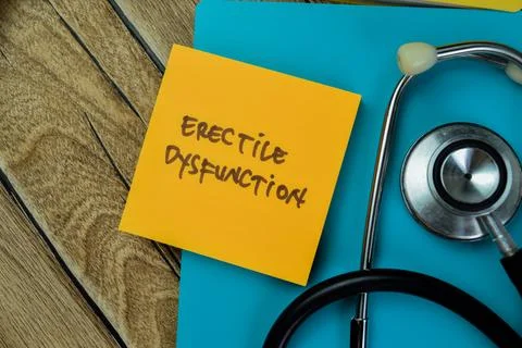 Concept of Erective Dysfunction write on sticky notes with stethoscope Stock Photos