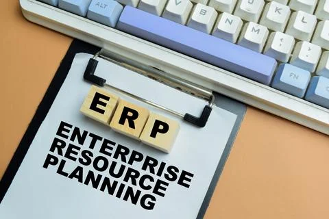 Concept of ERP - Enterprise Resource Planning write on clipboard 写真素材