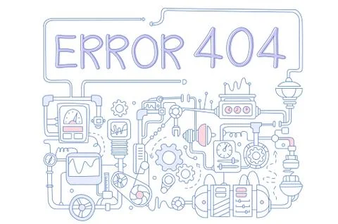 Concept of error 404. Colored vector background for not found page with pipes 스톡 일러스트