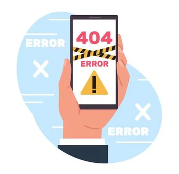 Concept of error 404, page not found, no connection to Internet. Hand hold Stock-Illustration