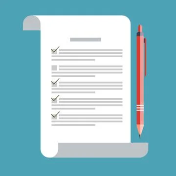 Concept exam, survey, testing. School test icon on flat style. School exam. Illustrazione stock