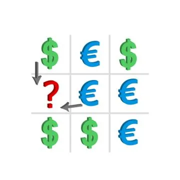 Concept of the exchange rate of dollar and euro Stock Illustration