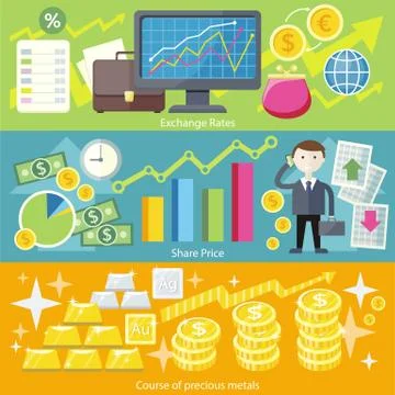 Concept Exchange Rates Flat Design Style Stock Illustration