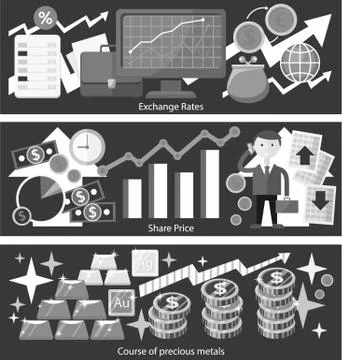 Concept Exchange Rates Flat Design Style Stock Illustration