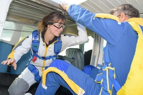 Concept of excitement of skydiving Stock Photos