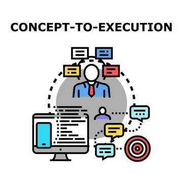 Concept to execution idea implementation and development 库存插图