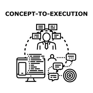 Concept to execution idea implementation and development Stock Illustration