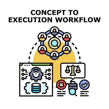 Concept to execution workflow process development Illustrazione stock