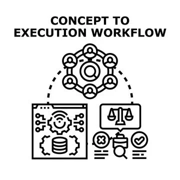 Concept to execution workflow process development Illustrazione stock