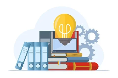 Concept Explore studying at home. working with technology tools. Stock Illustration