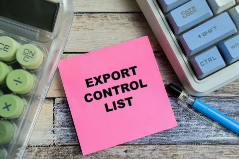 Concept of export control list write on sticky notes isolated on Wooden Table Stock Photos