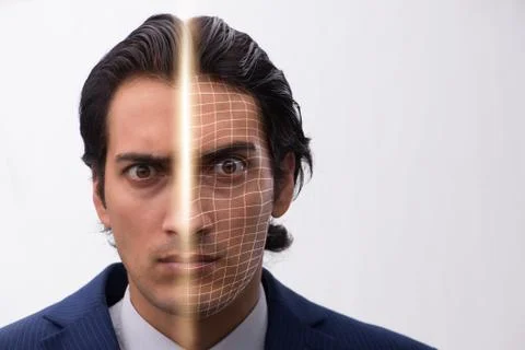 Concept of face recognition software and hardware Stock Photos