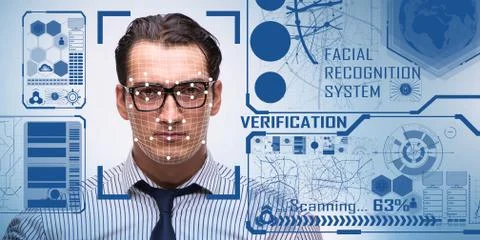 Concept of face recognition software and hardware Stock Photos