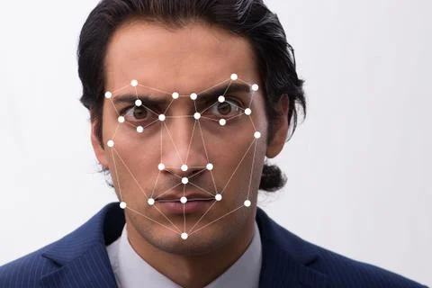 Concept of face recognition software and hardware Stock Photos