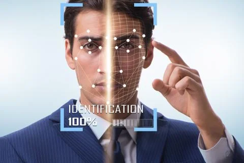 Concept of face recognition software and hardware Stock Photos