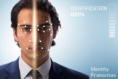 Concept of face recognition software and hardware Stock Photos