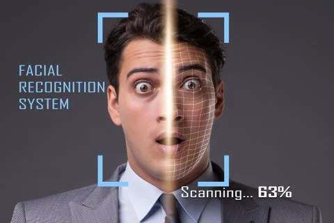 Concept of face recognition software and hardware Stock Photos