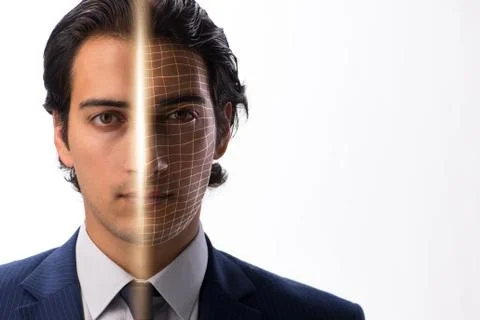 Concept of face recognition software and hardware Stock Photos