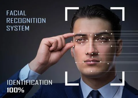 Concept of face recognition software and hardware 스톡 사진