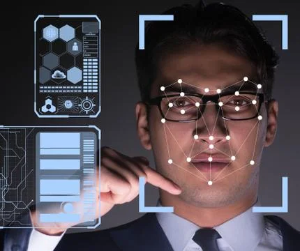 Concept of face recognition software and hardware Stockfoto's