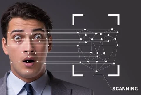 Concept of face recognition software and hardware 스톡 사진