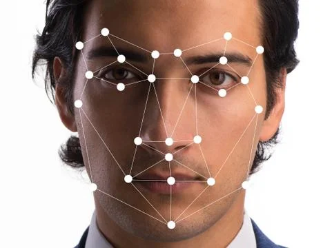 Concept of face recognition software and hardware Stock Photos