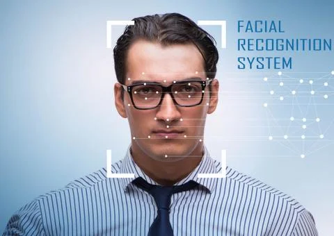 Concept of face recognition software and hardware Stock Photos