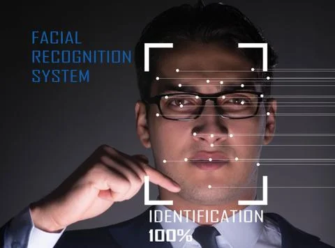 Concept of face recognition software and hardware Stock Photos