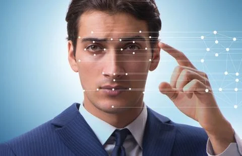 Concept of face recognition software and hardware 스톡 사진