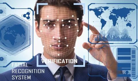 Concept of face recognition software and hardware Stock Photos