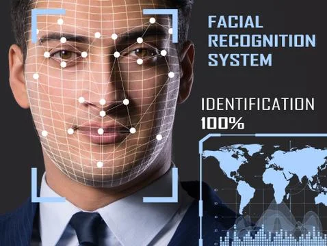 Concept of face recognition software and hardware 스톡 사진