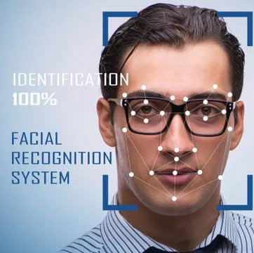 Concept of face recognition software and hardware 스톡 사진