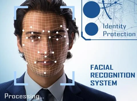 Concept of face recognition software and hardware Stockfoto's