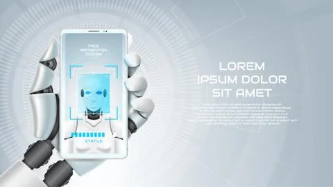 Concept of face recognition system of robot organism Stock Illustration