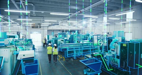 Concept Factory Digitalization Graphics Virtualization Stock Footage 295829861