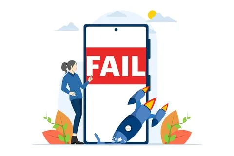 Concept of Failed to start a business. Missing the target, spinning arrow. Stock Illustration