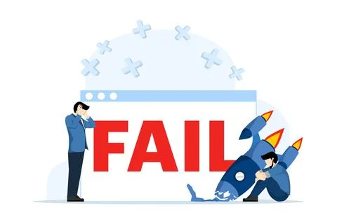 Concept of Failed to start a business. Missing the target, spinning arrow. Stock Illustration