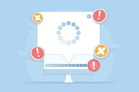 Concept of failure or progress of process. failed installation or update. Illustrazione stock