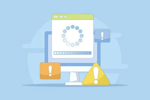 Concept of failure or progress of process. failed installation or update. Stock Illustration