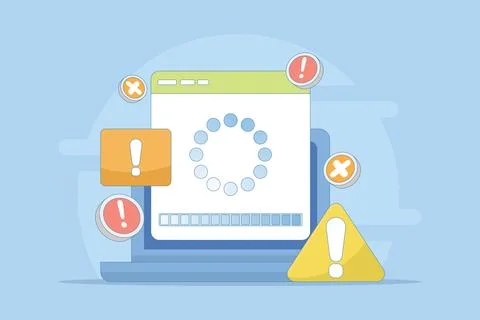 Concept of failure or progress of process. failed installation or update. Stock Illustration