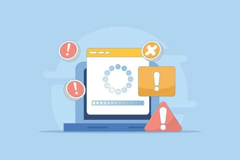 Concept of failure or progress of process. failed installation or update. Illustrazione stock