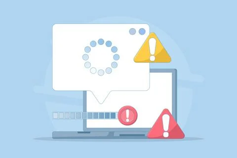 Concept of failure or progress of process. failed installation or update. Stock Illustration