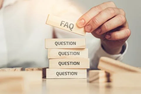 Concept FAQ on the main issues on the topic of psychology Stock Photos