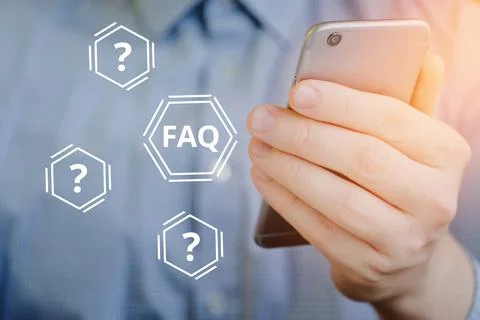 Concept FAQ on the main issues on the topic of using a smartphone Stock Photos