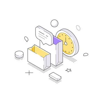 Concept of fast delivery service and express shipping. Isometric vector illus Stock Illustration