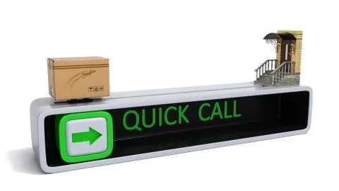 Concept of fast order of express delivery at the door 3d render on white Stock Illustration