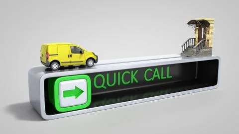 Concept of fast order of express delivery at the door 3d render on grey Stock Illustration